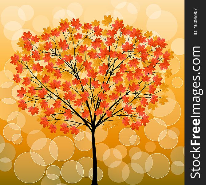 Abstract background with a autumn tree. Vector illustration.