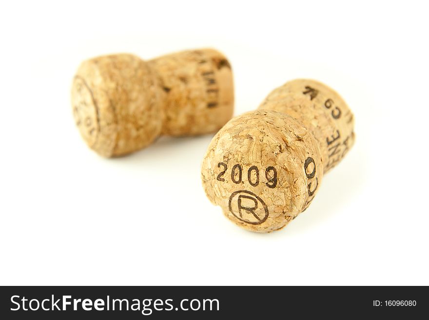 Champagne cork isolated on white background