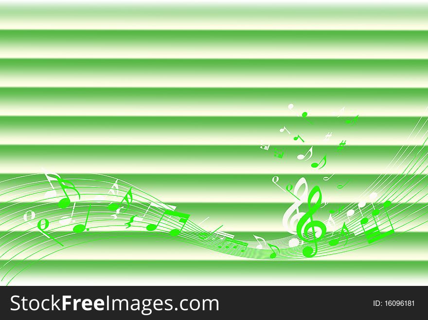Abstract background of green music notes