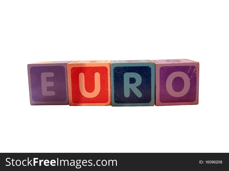 Euro In Blocks On White Background