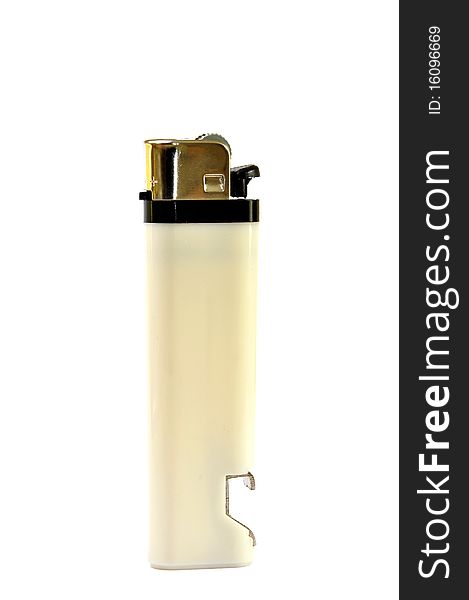White Cigarette Lighter And An Open Bottle In One