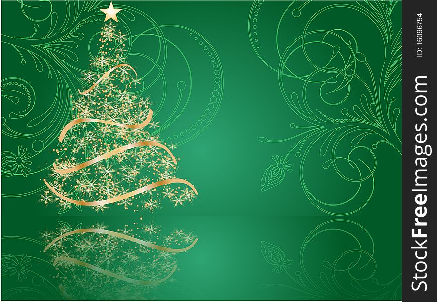 Stylized Christmas tree on decorative background