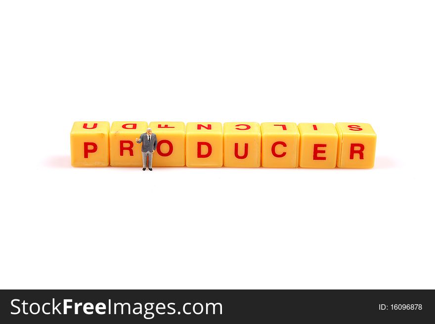 Concept image of power of producer on white background. Concept image of power of producer on white background.
