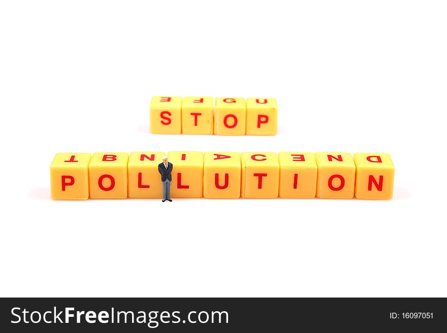 Concept image of stop pollution on white background. Concept image of stop pollution on white background.