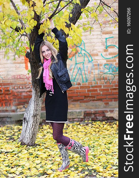 The Girl Near The Tree. Autumn time. The Girl Near The Tree. Autumn time