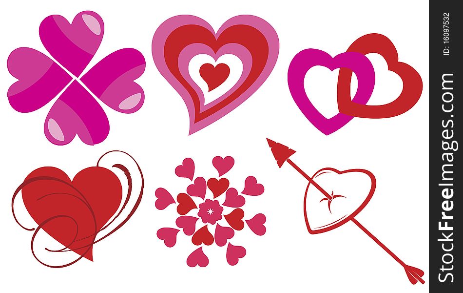 Heart Heart vector The heart six Heart red Heart pink Hearts united Heart distribution Arrow determine Heart cartoon