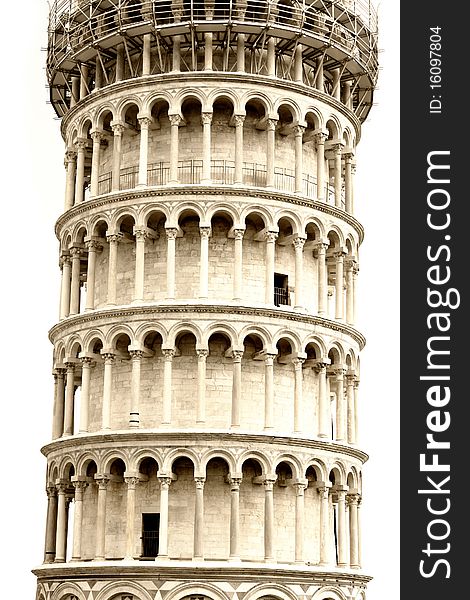 Details of Leaning tower in Pisa, Tuscany, Italy