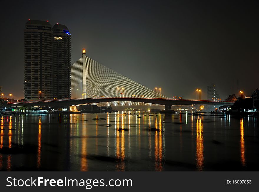 Somdet Phra Pin Klao Bridge In Bangkok, Thailand