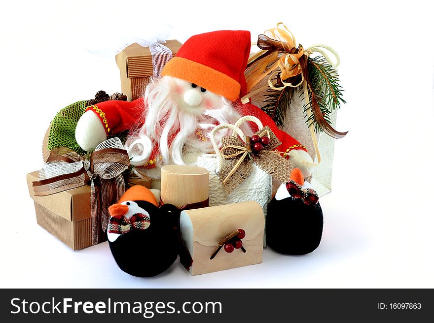 Snowman Santa Claus with gifts 1