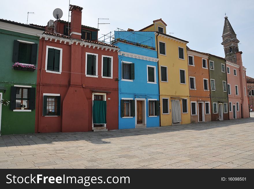 Burano island in city Venice. Burano island in city Venice.