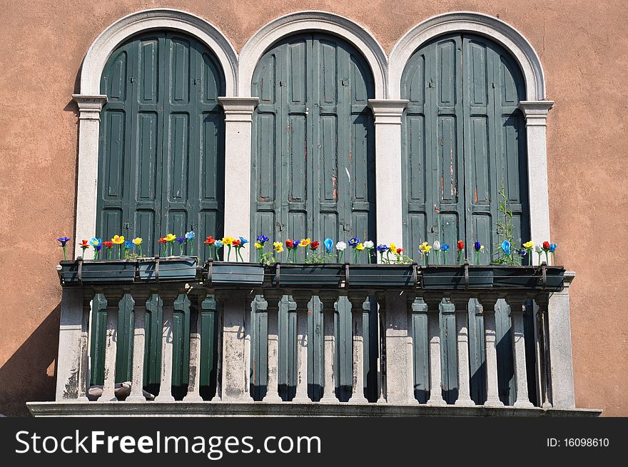 Balcony in Murano island, in Venice