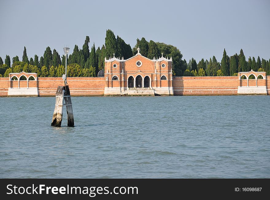 Cementery of Venice in the lagoon.
