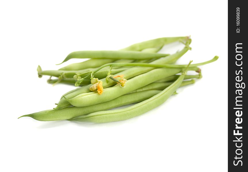 Handful of green beans isolated on white background. Handful of green beans isolated on white background
