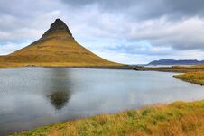 Kirkjufell Mountain, Famous Landmark Of Iceland Stock Photos