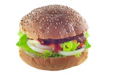 Hamburger Isolated On White Royalty Free Stock Images