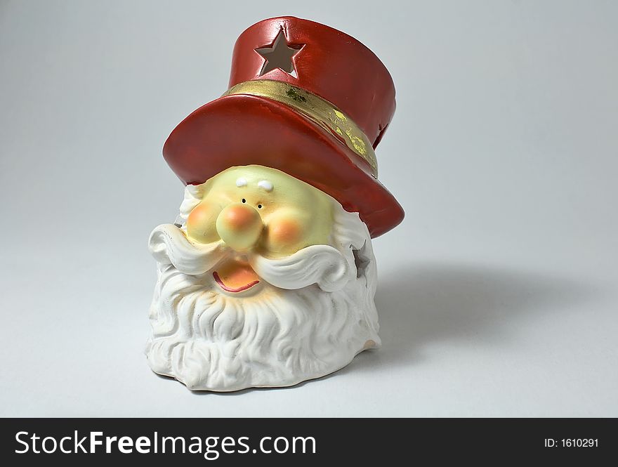Candlestick in the form of a head Santa Claus