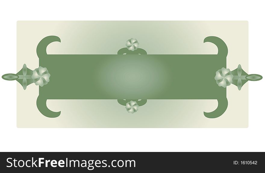 Green and beige banner with floral accents. Green and beige banner with floral accents.