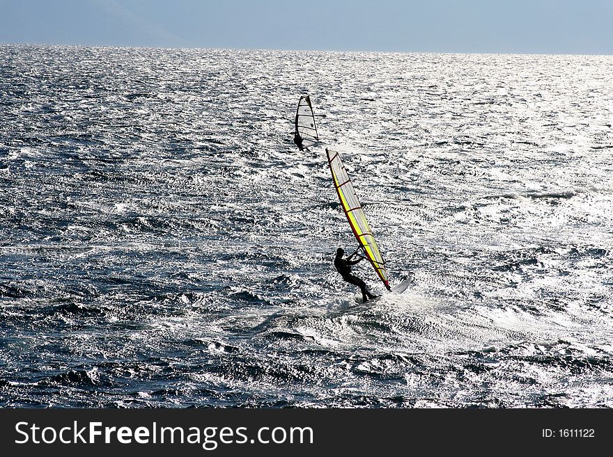 Two Windsurfing boards on the sea in Croatia