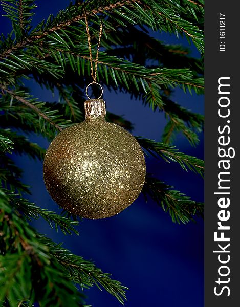 New-Year tree decorations on blue