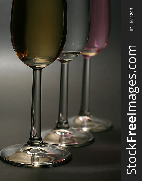 Vertical close up of champagne glasses