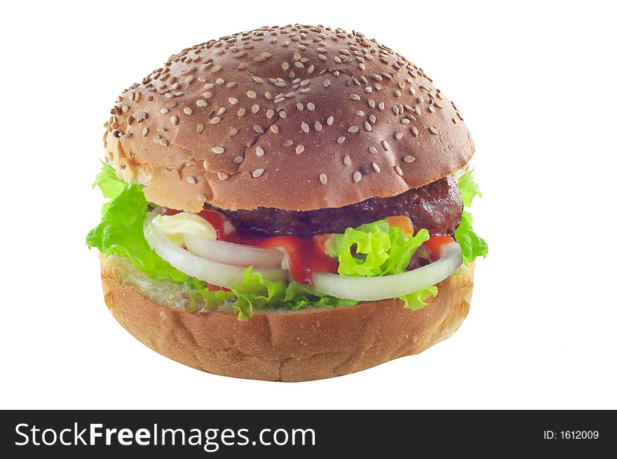 Hamburger Isolated On White