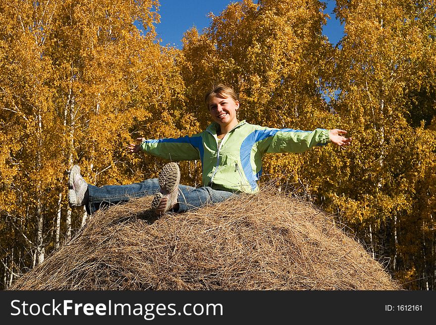 Girl on the hay