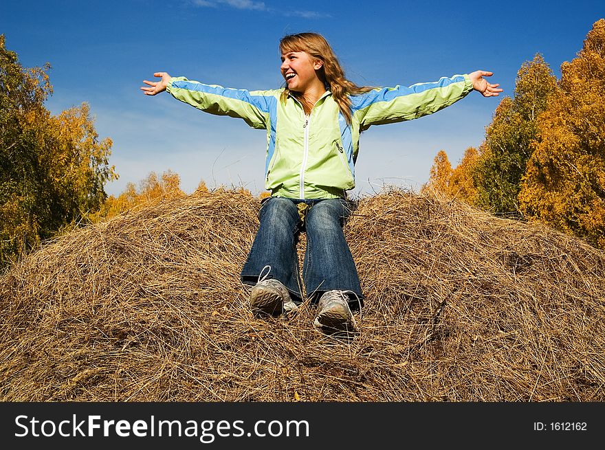 A girl on the hay