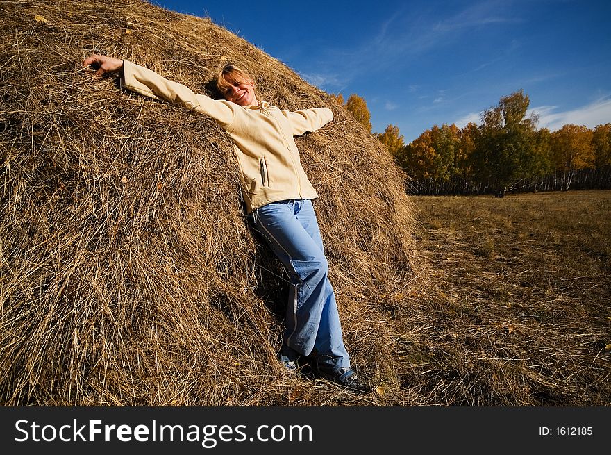 A woman on the hay