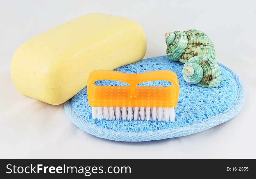 Soap, brush and cloth - health and beauty