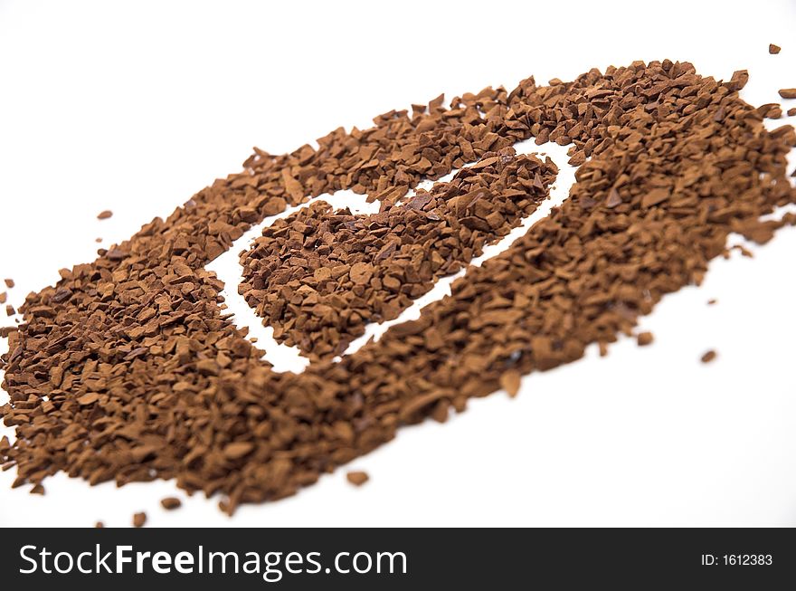 A heart made of coffee against white background. A heart made of coffee against white background