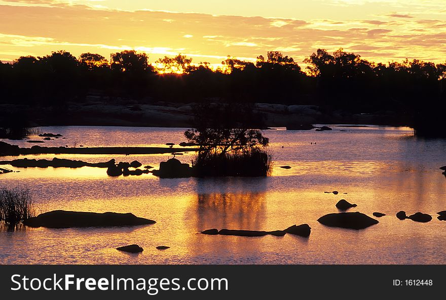 Australian river after the sunset. Australian river after the sunset