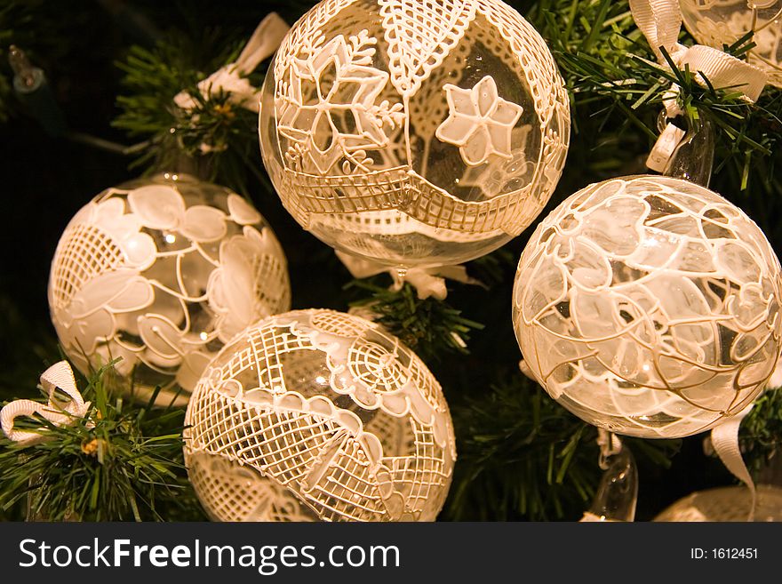 A buch of christmas balls on the tree
