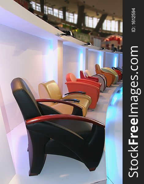 Row of modern designed chairs