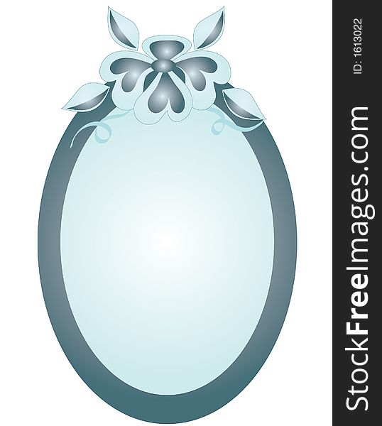 Soft blue floral and swirl oval design element. Soft blue floral and swirl oval design element.