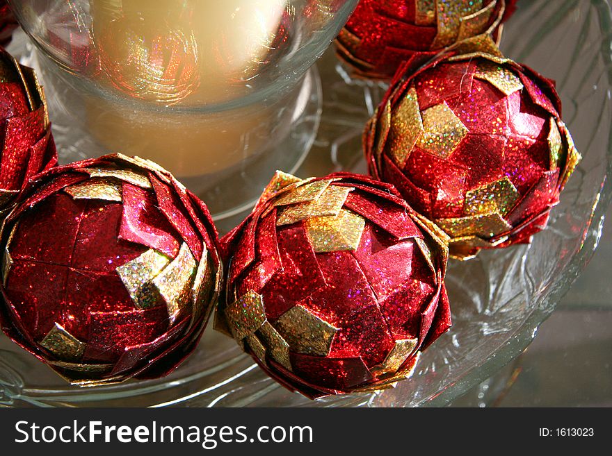 Fancy Christmas Ball Ornament with Glitter. Fancy Christmas Ball Ornament with Glitter