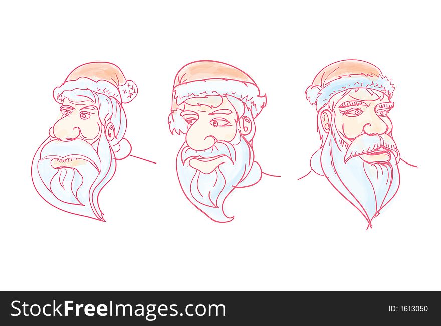 Three santa heads