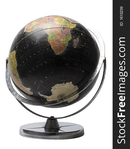 Black earth globe showing the sourthern hemisphere. Black earth globe showing the sourthern hemisphere