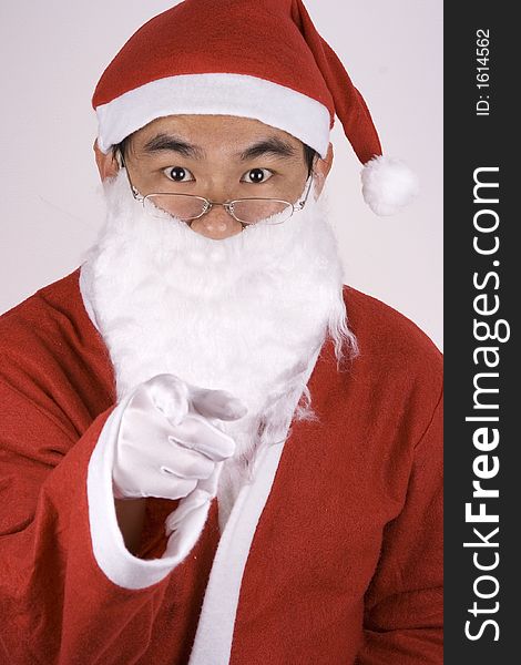 Asian Santa Claus Pointing