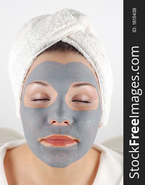 Attractive woman in blue facial mask. Attractive woman in blue facial mask