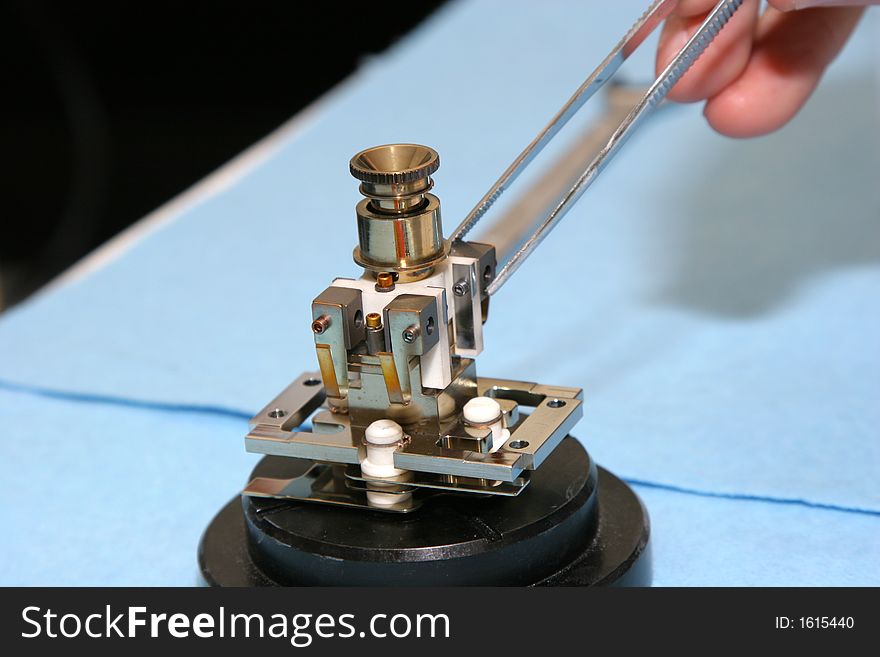 Close-up of laboratory equipment fixing (ion gauge controller in MS). Close-up of laboratory equipment fixing (ion gauge controller in MS)