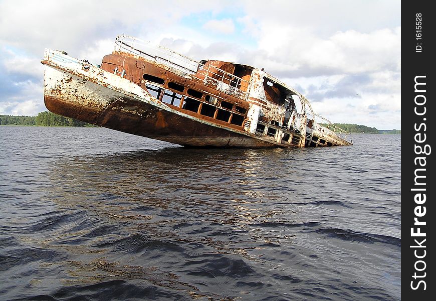 Shipwreck of speed-boat on Vuoksa