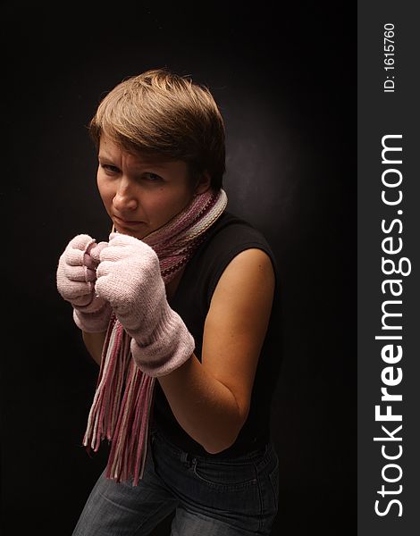 Girl ready to action, boxing. Girl ready to action, boxing