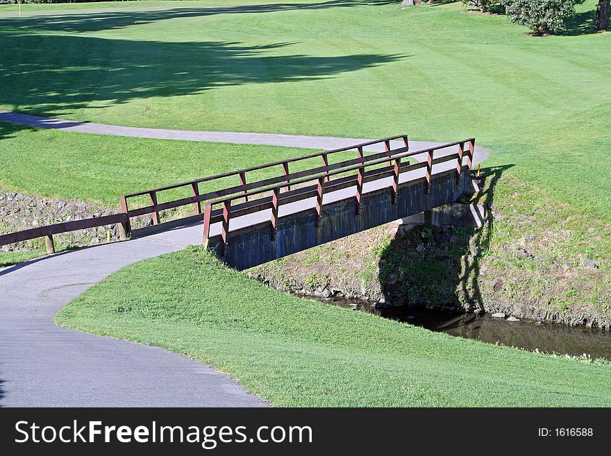 Concrete bridge on a golf course