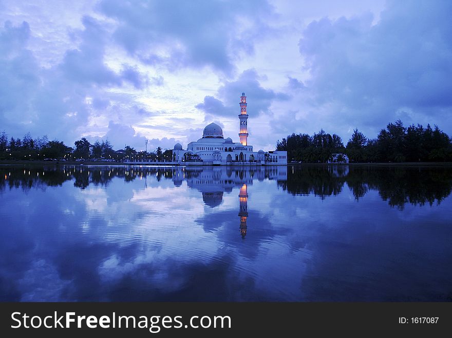 Floating mosque in Terengganu, Malaysia.