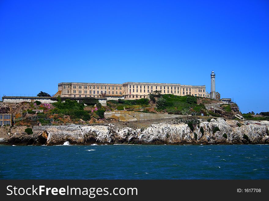 Alcatraz Island (some times referred to as The Rock) is a small island located in the middle of San Francisco Bay in California, United States that served as a lighthouse, then a military fortification, and then a federal prison for the area until 1969, when it became a national recreation area. Alcatraz Island (some times referred to as The Rock) is a small island located in the middle of San Francisco Bay in California, United States that served as a lighthouse, then a military fortification, and then a federal prison for the area until 1969, when it became a national recreation area.