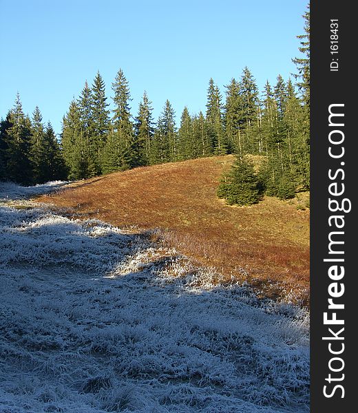 Mountain slope in december in Tatra mountain, Poland