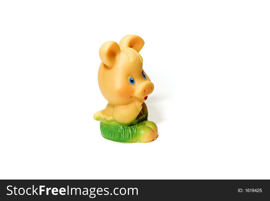 Series: isolated on white: toy - rubber piglet