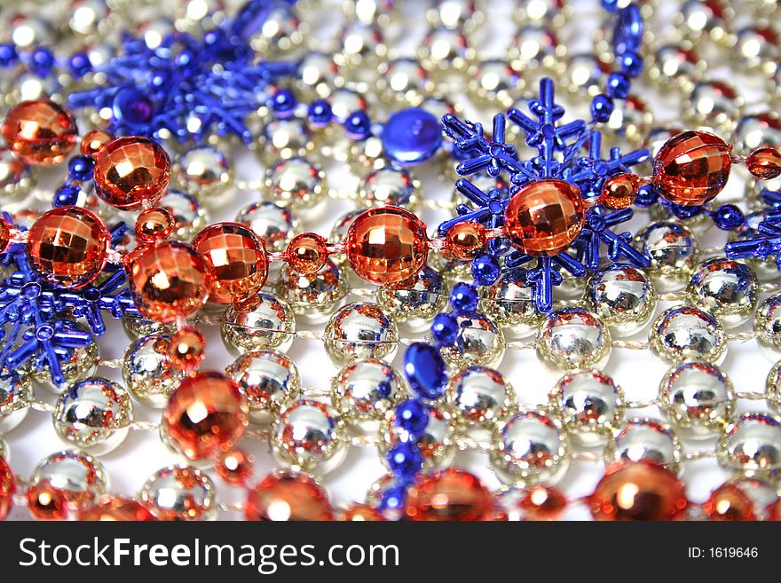 Christmas background made of celebratory ornaments of red, dark blue and golden color