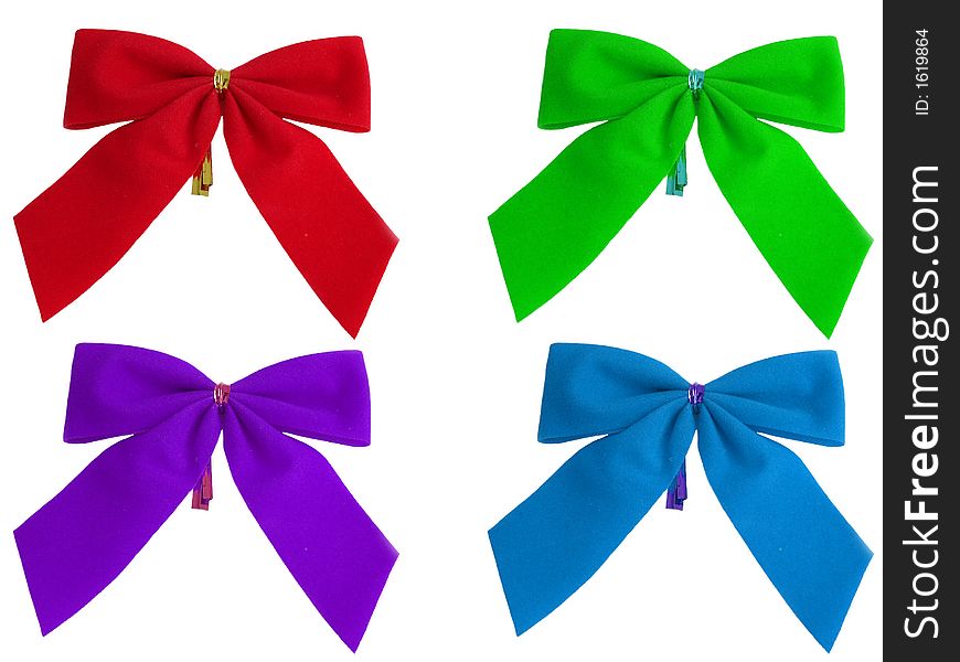 Colored bows on a white background