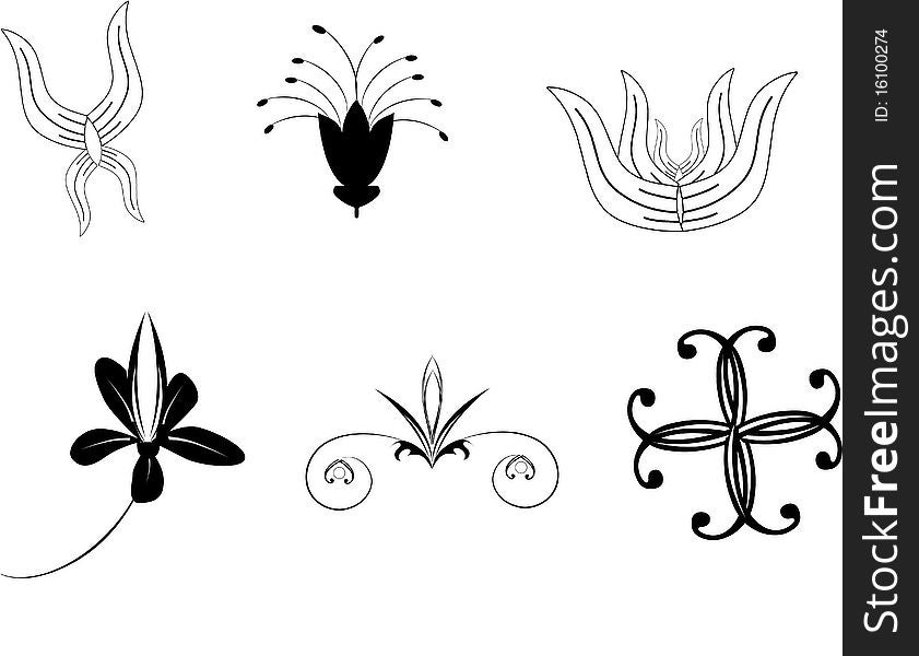Six decorative ornament for design, illustration